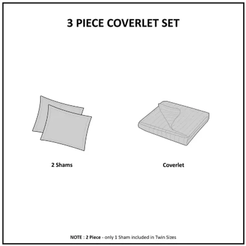 Madison Park Juliana 3 Piece Tufted Cotton Chenille Coverlet Set