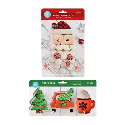 R&M International Llc Tree Farm Cookie Cutters and Build-A-Santa Cookie Cutter Bundle