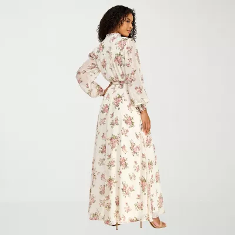 Premier Amour Womens Long Sleeve Floral Maxi Dress