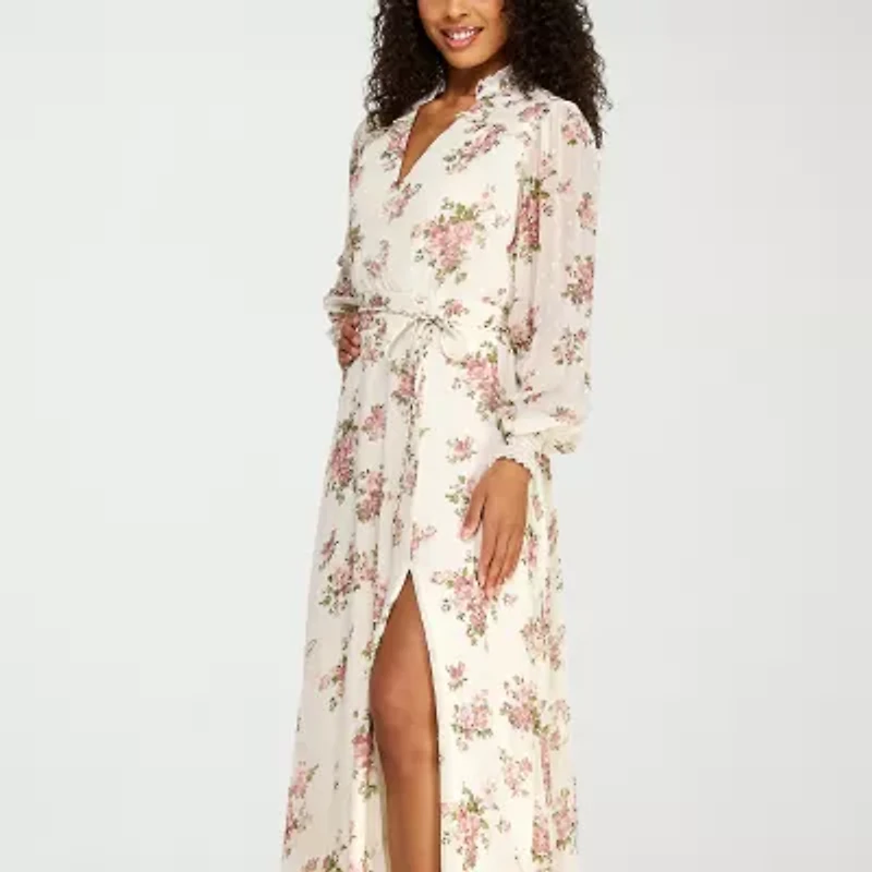 Premier Amour Womens Long Sleeve Floral Maxi Dress
