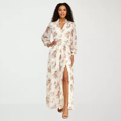 Premier Amour Womens Long Sleeve Floral Maxi Dress