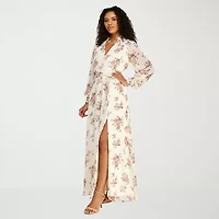 Premier Amour Womens Long Sleeve Floral Maxi Dress