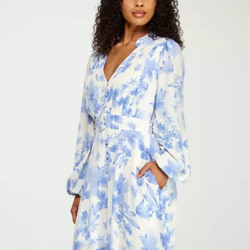 Premier Amour Womens Long Sleeve Floral Maxi Dress
