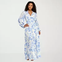 Premier Amour Womens Long Sleeve Floral Maxi Dress