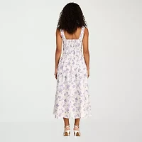 Premier Amour Womens Sleeveless Floral Midi Fit + Flare Dress