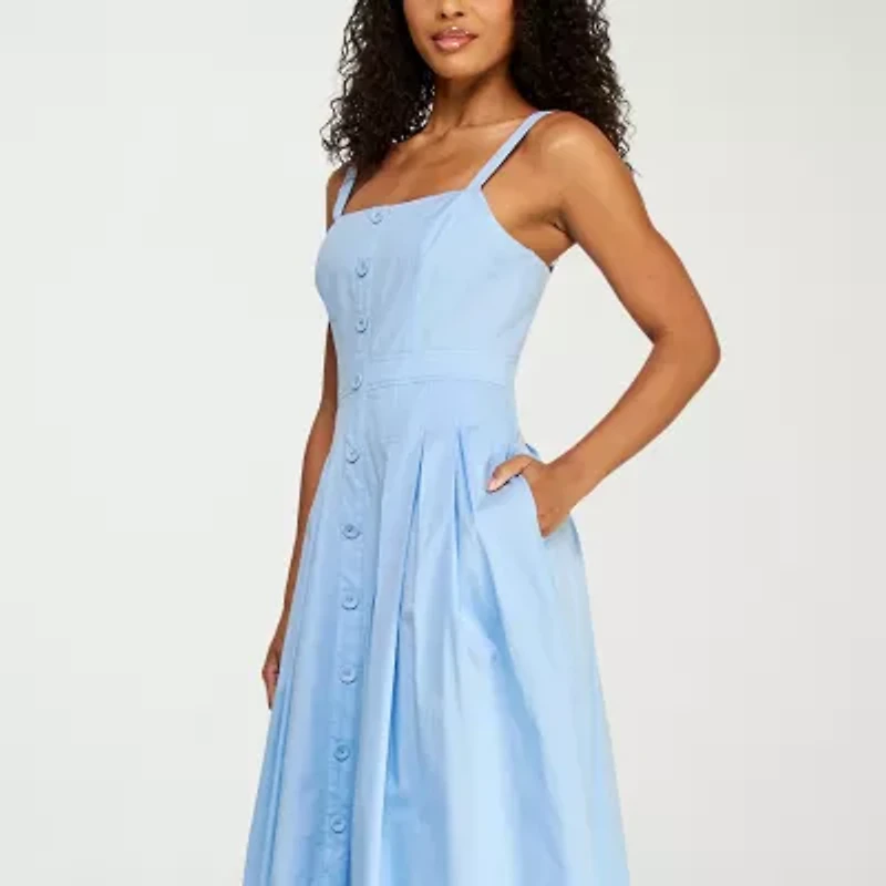 Premier Amour Womens Sleeveless Midi Fit + Flare Dress