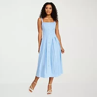 Premier Amour Womens Sleeveless Midi Fit + Flare Dress