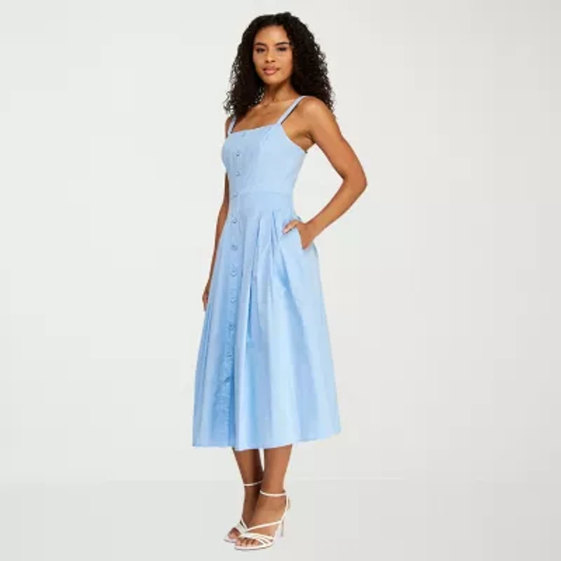 Premier Amour Womens Sleeveless Midi Fit + Flare Dress