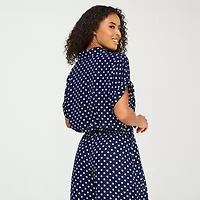 Premier Amour Womens V Neck Short Sleeve Blouse