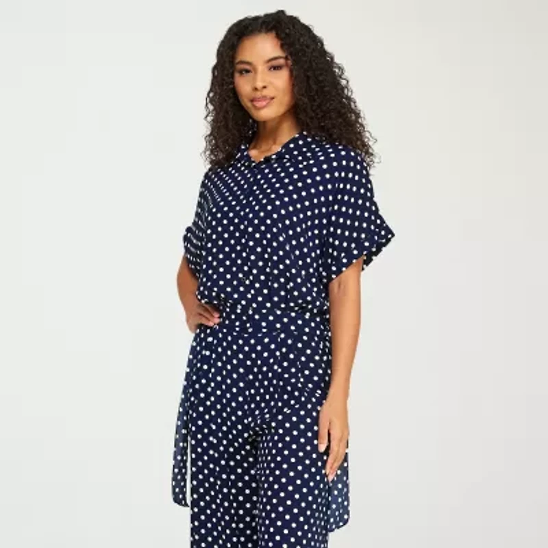 Premier Amour Womens V Neck Short Sleeve Blouse