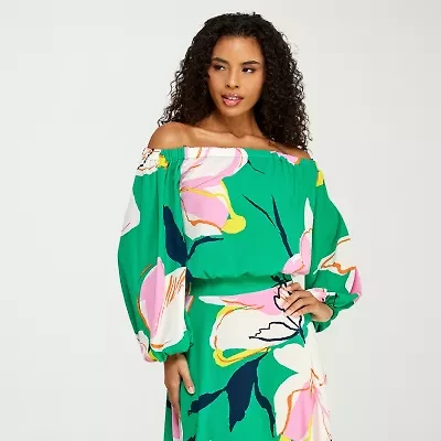 Premier Amour Womens Straight Neck Long Sleeve Blouse