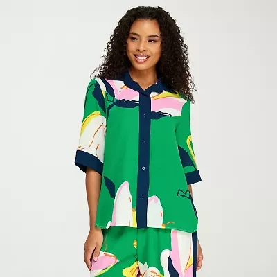 Premier Amour Womens Short Sleeve Floral Blouse