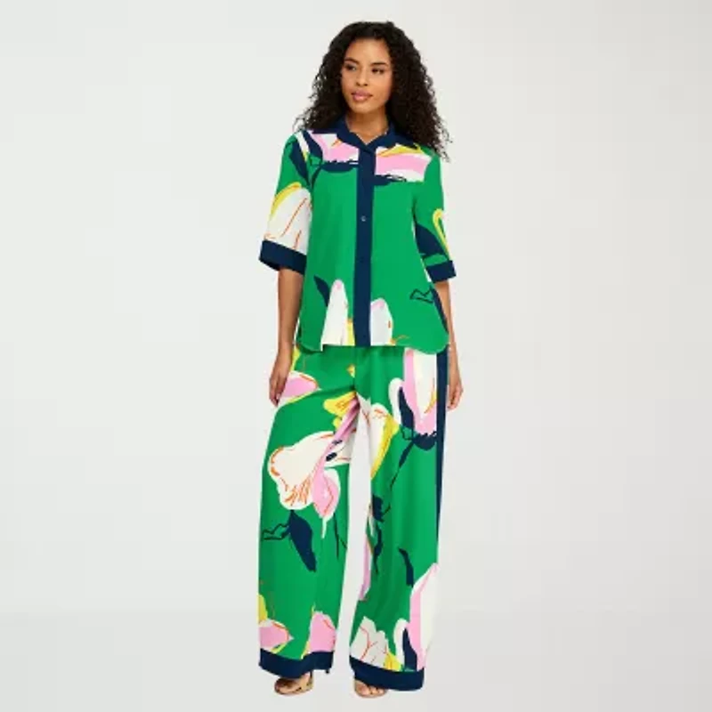 Premier Amour Womens Short Sleeve Floral Blouse