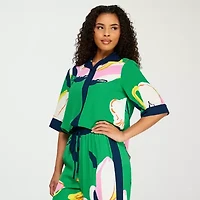 Premier Amour Womens Short Sleeve Floral Blouse