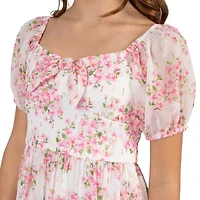 Rare Editions Big Kid Girls Short Sleeve Puffed A-Line Dress