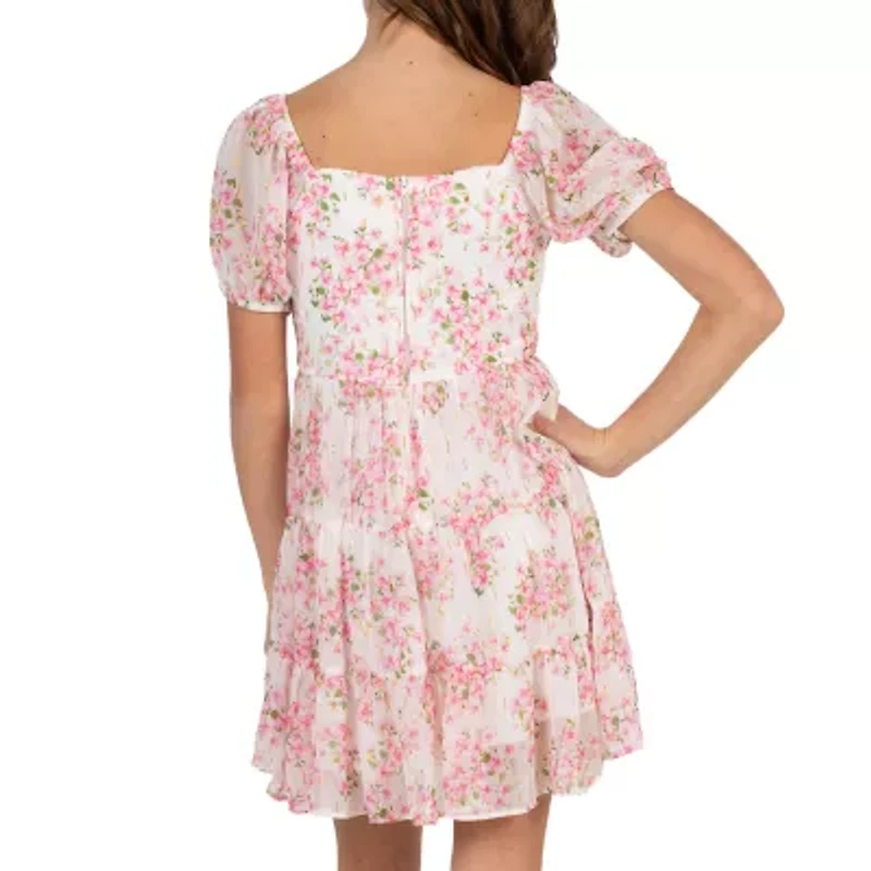 Rare Editions Big Kid Girls Short Sleeve Puffed A-Line Dress