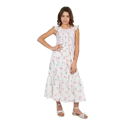 Rare Editions Big Kid Girls Sleeveless Ruffled Floral Maxi Dress