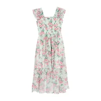 Rare Editions Big Kid Girls Sleeveless Flutter Floral Maxi Dress