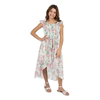 Rare Editions Big Kid Girls Sleeveless Flutter Floral Maxi Dress