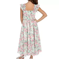 Rare Editions Big Kid Girls Sleeveless Flutter Floral Maxi Dress