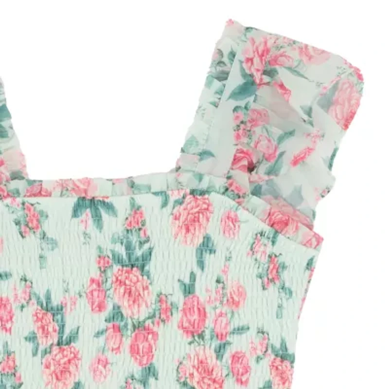 Rare Editions Big Kid Girls Sleeveless Flutter Floral Maxi Dress