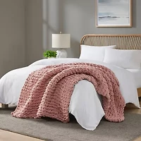 Madison Park Chenille Handmade Chunky Knit Lightweight Throw