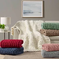 Madison Park Chenille Handmade Chunky Knit Lightweight Throw