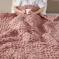 Madison Park Chenille Handmade Chunky Knit Lightweight Throw