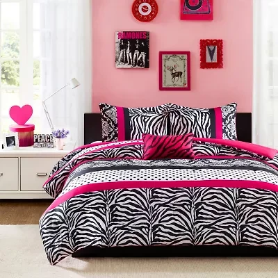 Intelligent Design Gemma Zebra Comforter Set with decorative pillow