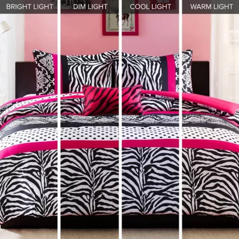 Intelligent Design Gemma Zebra Comforter Set with decorative pillow