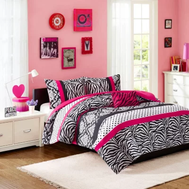 Intelligent Design Gemma Zebra Comforter Set with decorative pillow