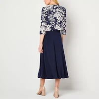 Jessica Howard Womens Floral Midi Jacket Dress