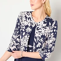 Jessica Howard Womens Floral Midi Jacket Dress