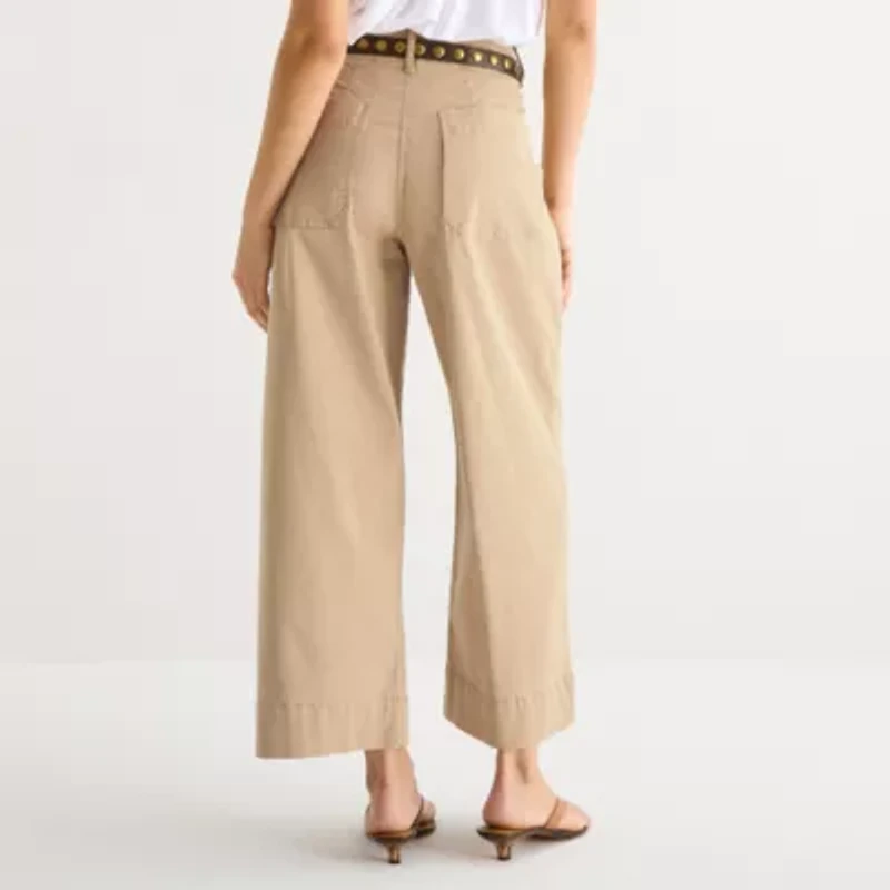 a.n.a Womens Tall Wide Leg Highest Rise Cropped Pant