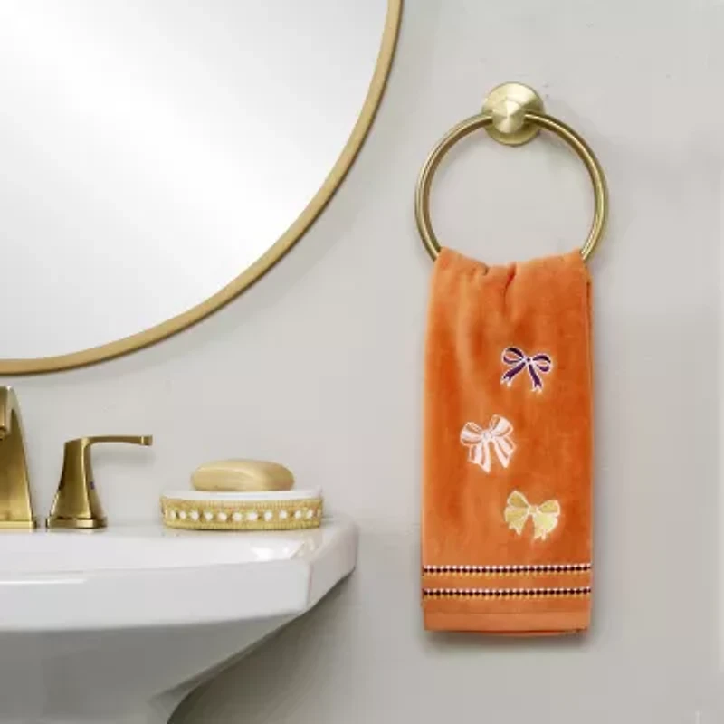 Saturday Knight Tossed Autumn Bows Embroidered 2-pc. Hand Towel