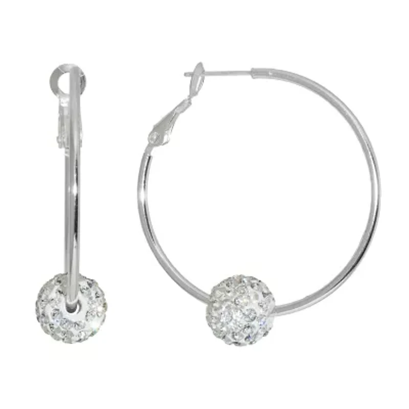 Sparkle Allure Womens Crystal 38.1mm Round Hoop Earrings