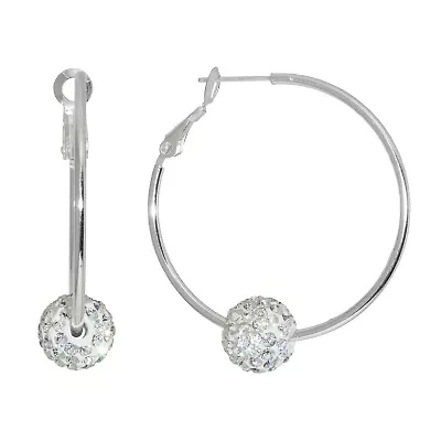 Sparkle Allure Womens Crystal 38.1mm Round Hoop Earrings