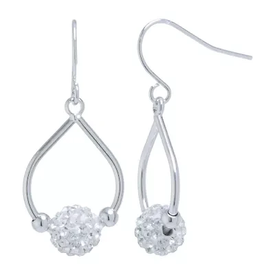 Sparkle Allure Womens Crystal Pure Silver Over Brass Pear Drop Earrings