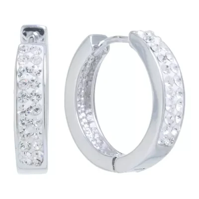 Sparkle Allure Womens Crystal 17mm Round Hoop Earrings
