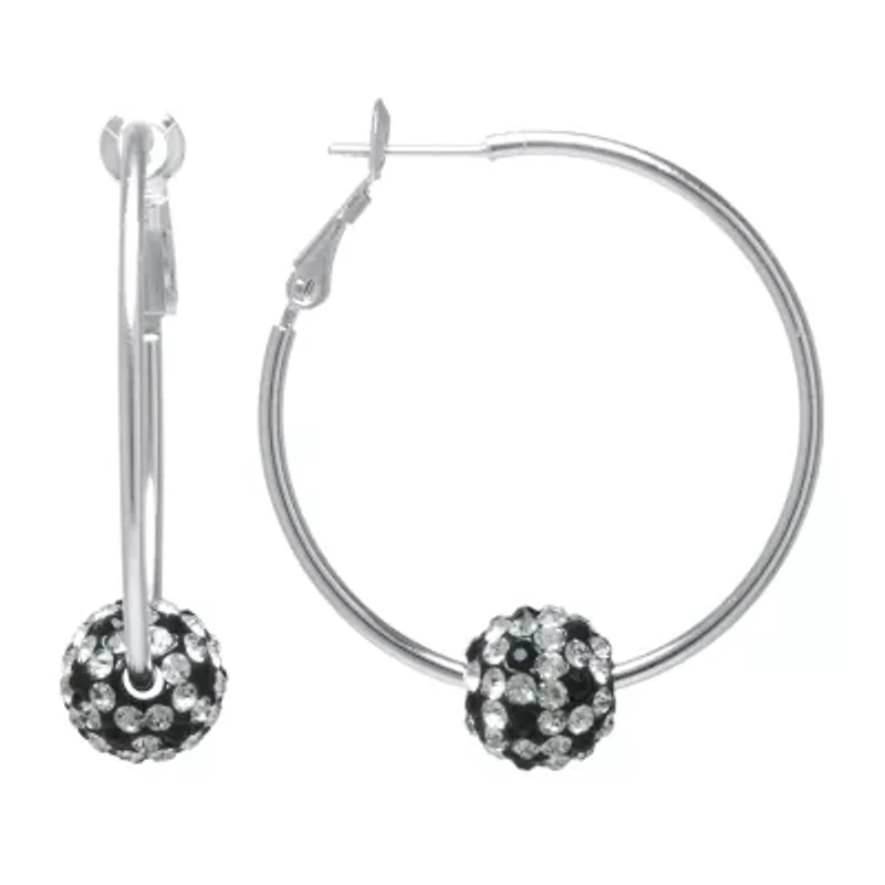 Sparkle Allure Womens Crystal 38.1mm Round Hoop Earrings
