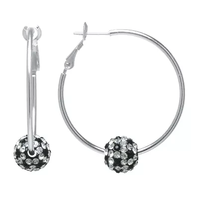 Sparkle Allure Womens Crystal 38.1mm Round Hoop Earrings