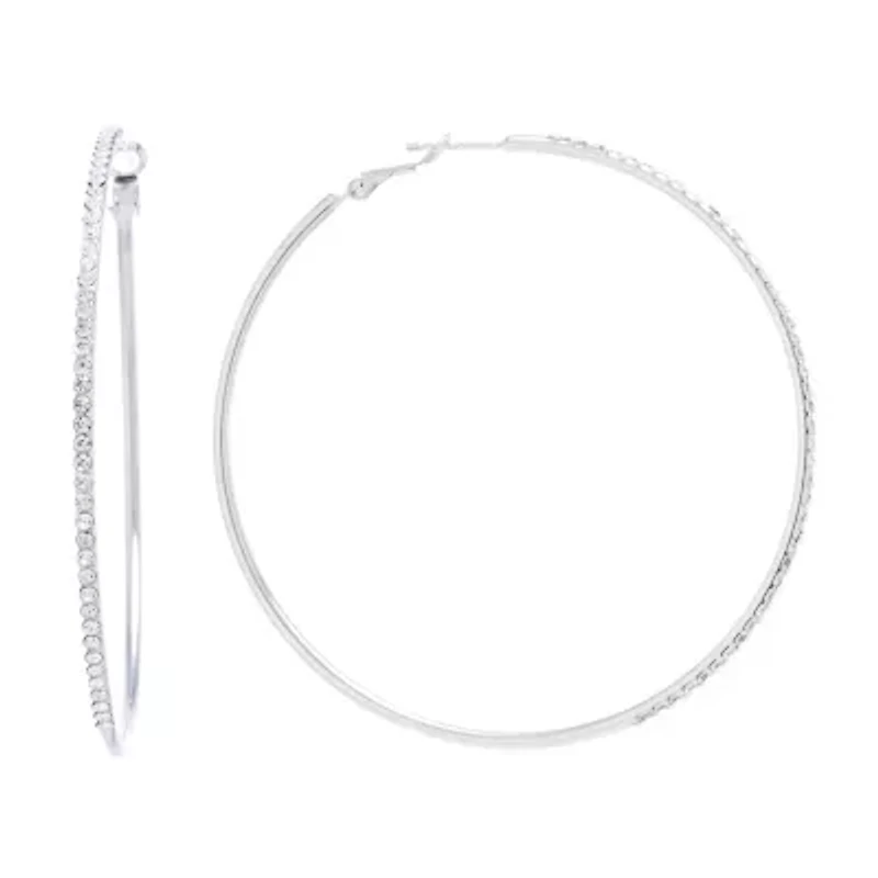 Sparkle Allure Womens Crystal 70mm Round Hoop Earrings