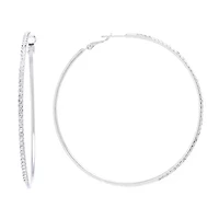 Sparkle Allure Womens Crystal 70mm Round Hoop Earrings