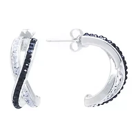 Sparkle Allure Womens Black Crystal 20.5mm Hoop Earrings