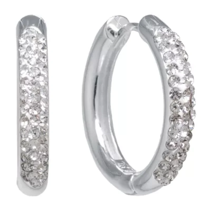 Sparkle Allure Womens Crystal 20mm Round Hoop Earrings