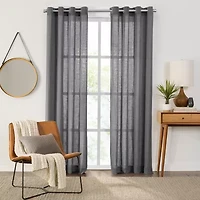 Fieldcrest Arden Solid Cotton Grommet Top Sheer Single Curtain Panel