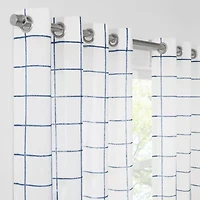 Fieldcrest Arden Windowpane Cotton Grommet Top Sheer Single Curtain Panel
