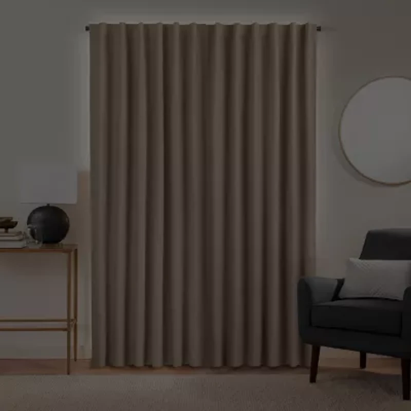 Fieldcrest Luxury Alden Linen Rod Pocket Back Tab Energy Saving 100% Blackout Single Curtain Panel
