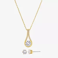 Sparkle Allure Womens Cubic Zirconia 14K Gold Over Brass Round 2-pc. Jewelry Set
