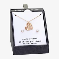 Sparkle Allure Womens Cubic Zirconia 18K Rose Gold Over Brass Heart 2-pc. Jewelry Set